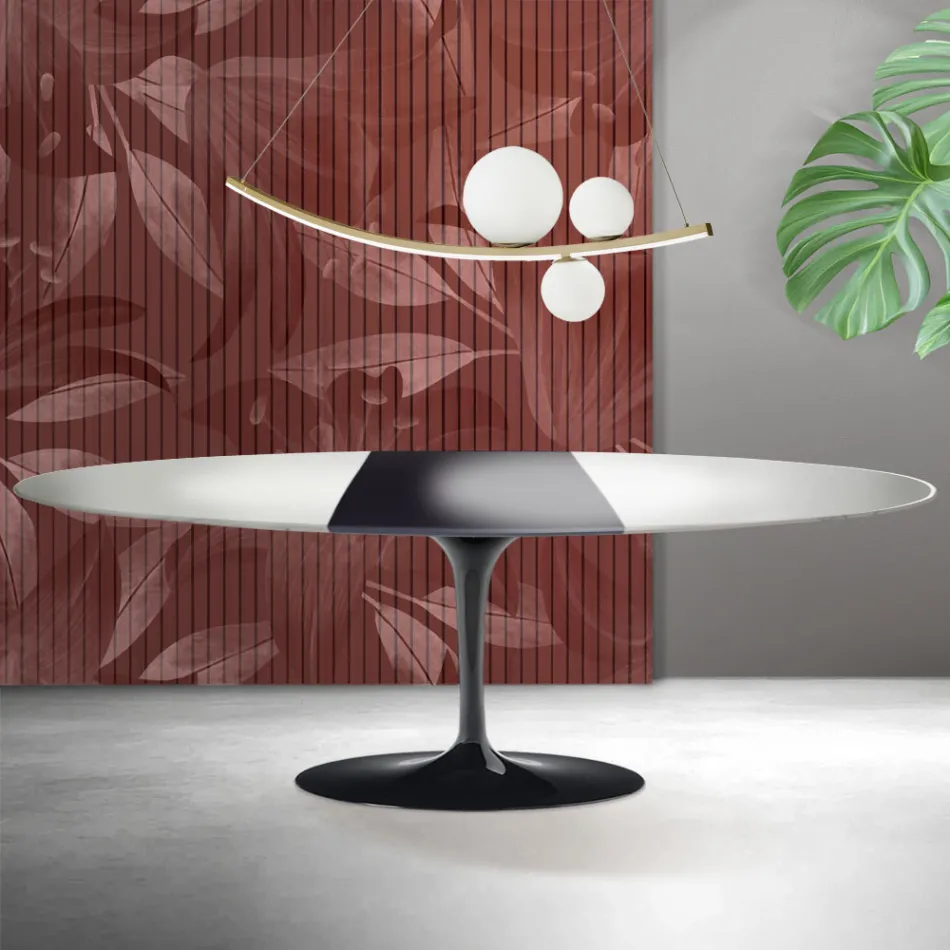 Saarinen Tulpentafel H 74 cm Uitschuifbaar in Wit Florim Keramiek - Scharlakenrood Viadurini