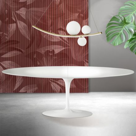 Saarinen Tulpentafel H 74 cm Uitschuifbaar in Wit Florim Keramiek - Scharlakenrood Viadurini