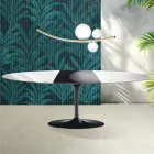 Saarinen Tulpentafel H 74 cm Uitschuifbaar in Florim Keramiek Glanzend Wit - Scharlakenrood Viadurini