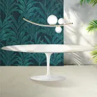 Saarinen Tulpentafel H 74 cm Uitschuifbaar in Florim Calacatta Goudglans Keramiek - Scharlakenrood Viadurini