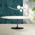 Saarinen Tulpentafel H 74 cm Uitschuifbaar in Florim Calacatta Goudglans Keramiek - Scharlakenrood