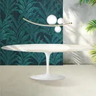 Saarinen Tulpentafel H 74 cm Uitschuifbaar in Florim Calacatta Goudglans Keramiek - Scharlakenrood Viadurini