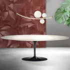 Saarinen Tulpentafel H 74 cm Uitschuifbaar in Florim Calacatta Goud Mat Keramiek - Scharlakenrood Viadurini