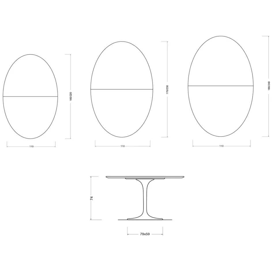 Saarinen Tulpentafel H 74 cm Uitschuifbaar in Florim Calacatta Goud Mat Keramiek - Scharlakenrood Viadurini
