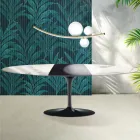 Saarinen Tulpentafel H 74 cm Uitschuifbaar in Florim Statuario Glanzend Keramiek - Scharlakenrood Viadurini