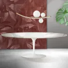 Saarinen Tulip bijzettafel H 74 cm uitschuifbaar in Florim Statuario mat keramiek - Scharlakenrood Viadurini