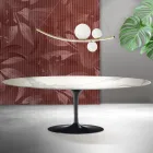 Saarinen Tulip bijzettafel H 74 cm uitschuifbaar in Florim Statuario mat keramiek - Scharlakenrood Viadurini