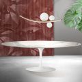 Saarinen Tulip bijzettafel H 74 cm uitschuifbaar in Florim Statuario mat keramiek - Scharlakenrood