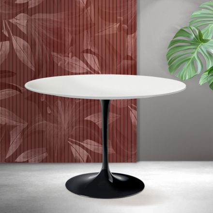 Saarinen Tulp Tafel H 74 cm in Mat Wit Florim Keramiek - Scharlakenrood Viadurini