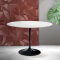 Saarinen Tulp Tafel H 74 cm in Mat Wit Florim Keramiek - Scharlakenrood