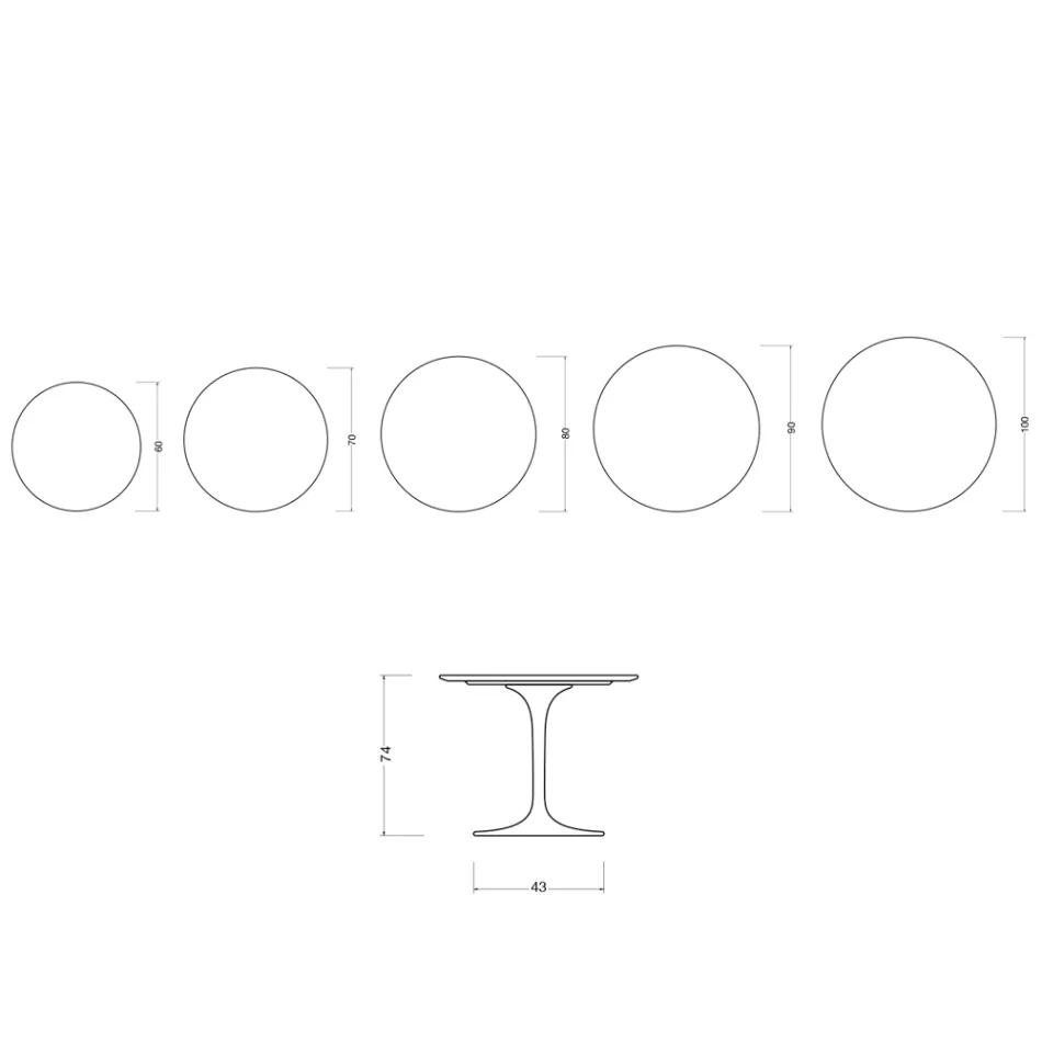 Saarinen Tulp Tafel H 74 cm in Mat Wit Florim Keramiek - Scharlakenrood Viadurini