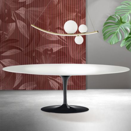 Saarinen Tulpentafel H 74 cm in wit Florim Keramiek - Scharlakenrood Viadurini