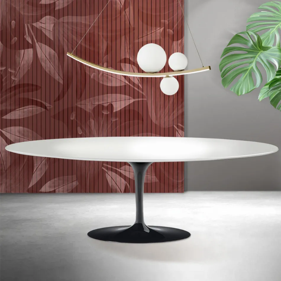 Saarinen Tulpentafel H 74 cm in wit Florim Keramiek - Scharlakenrood Viadurini
