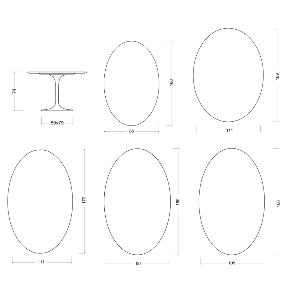 Saarinen Tulpentafel H 74 cm in wit Florim Keramiek - Scharlakenrood Viadurini