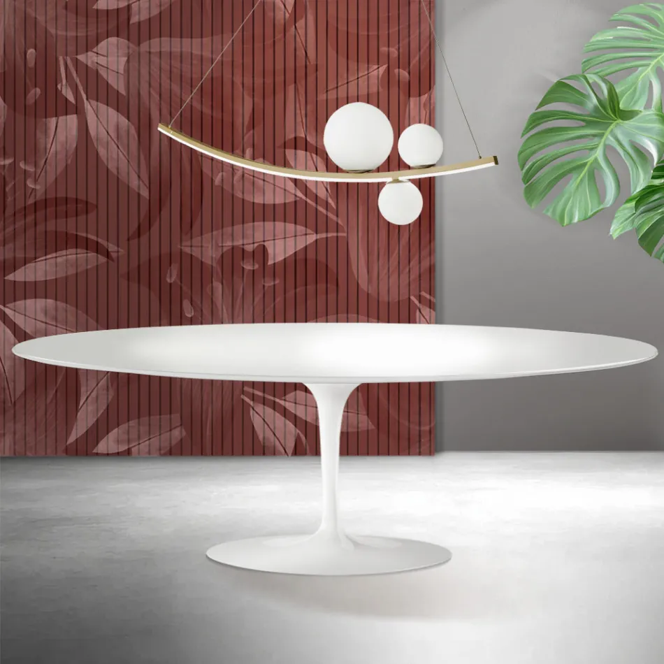 Saarinen Tulpentafel H 74 cm in wit Florim Keramiek - Scharlakenrood Viadurini