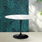 Saarinen Tulp Tafel H 74 cm in Glanzend Wit Florim Keramiek - Scharlakenrood Viadurini
