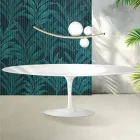 Saarinen Tulp Tafel H 74 cm in Glanzend Wit Florim Keramiek - Scharlakenrood Viadurini