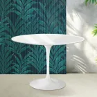 Saarinen Tulp Tafel H 74 cm in Glanzend Wit Florim Keramiek - Scharlakenrood Viadurini