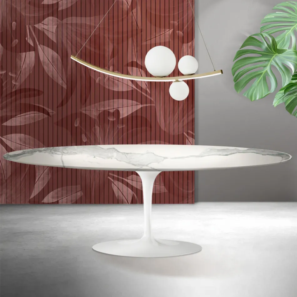 Saarinen Tulpentafel H 74 cm in Matt Florim Statuario Ceramica - Scarlet Viadurini