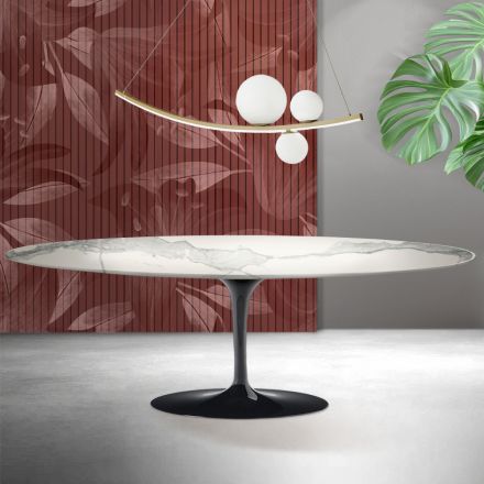 Saarinen Tulpentafel H 74 cm in Matt Florim Statuario Ceramica - Scarlet Viadurini
