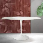 Tulip Saarinen tafel, rond, hoogte 74 cm, in wit Florim keramiek - Scharlakenrood Viadurini
