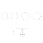Saarinen Tulpentafel H 74 cm Rond in Florim Keramiek Glanzend Wit - Scharlakenrood Viadurini