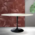 Saarinen Tulpentafel H 74 cm Rond in Florim Calacatta Goud Mat Keramiek - Scharlakenrood Viadurini