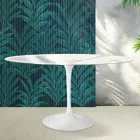 Saarinen Tulpentafel H 74 cm Rond in Glanzend Statuario Florim Keramiek - Scharlakenrood Viadurini