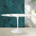 Saarinen Tulpentafel H 74 cm Rond in Glanzend Statuario Florim Keramiek - Scharlakenrood