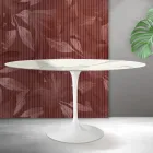Saarinen Tulpentafel H 74 cm Rond in Florim Statuario Mat Keramiek - Scharlakenrood Viadurini