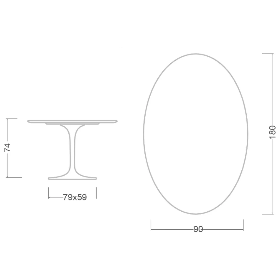 Tulip Tafel Saarinen H 74 Ovaal in Carrara Marmer Statuarietto Made in Italy - Scarlet Viadurini