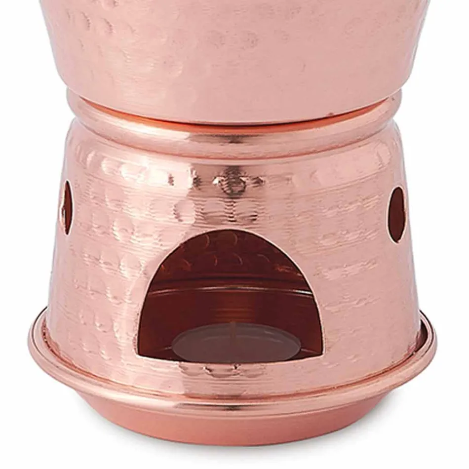 Hand Vertinde Koperen Sauspan met Handgrepen en Bodem 14 cm - Gianmatteo Viadurini