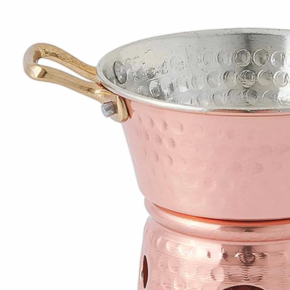 Hand Vertinde Koperen Sauspan met Handgrepen en Bodem 14 cm - Gianmatteo Viadurini