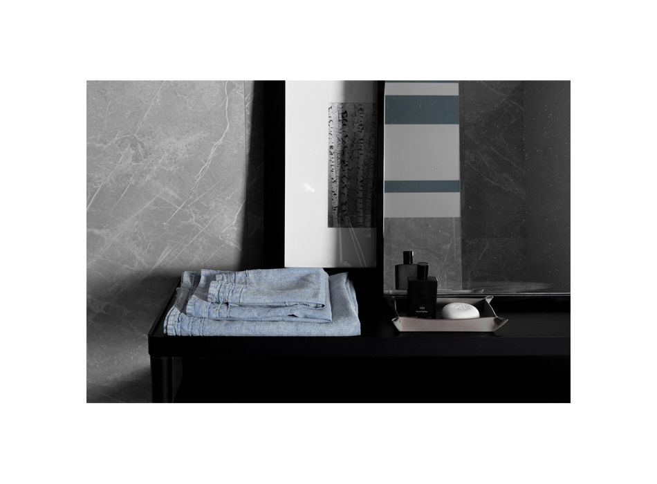 Lichtblauwe zware linnen badhanddoek Italiaans luxe design - Jojoba