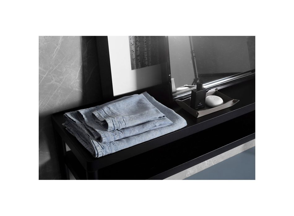 Lichtblauwe zware linnen badhanddoek Italiaans luxe design - Jojoba