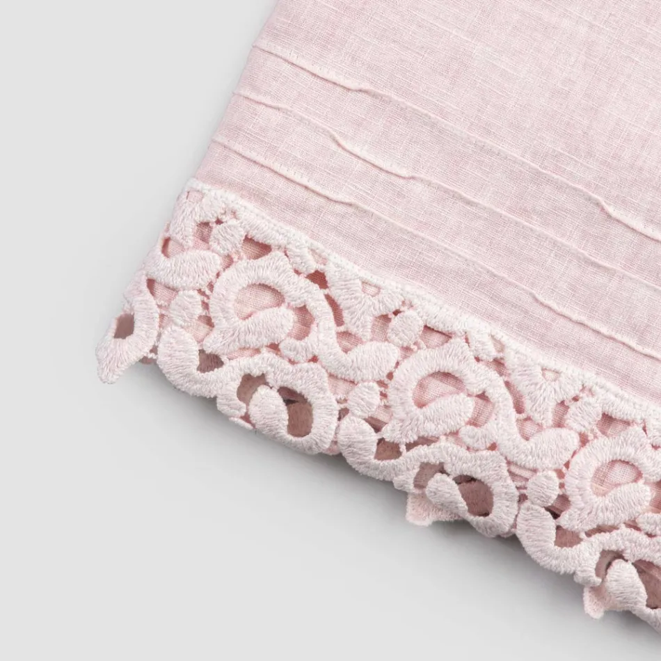 Zware linnen badhanddoek met Italiaanse kwaliteit Poema Lace 2 kleuren - Kasteel Viadurini