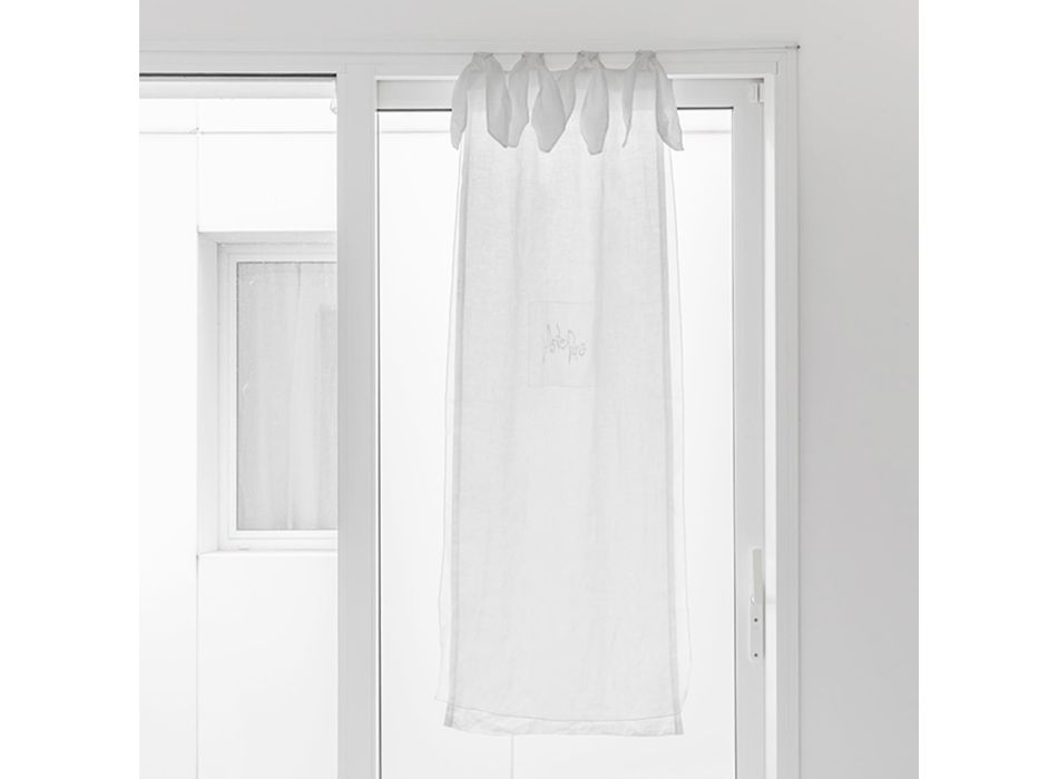 Glazen gordijn met linnen gaas en witte organza Elegant design - Tapioca Viadurini