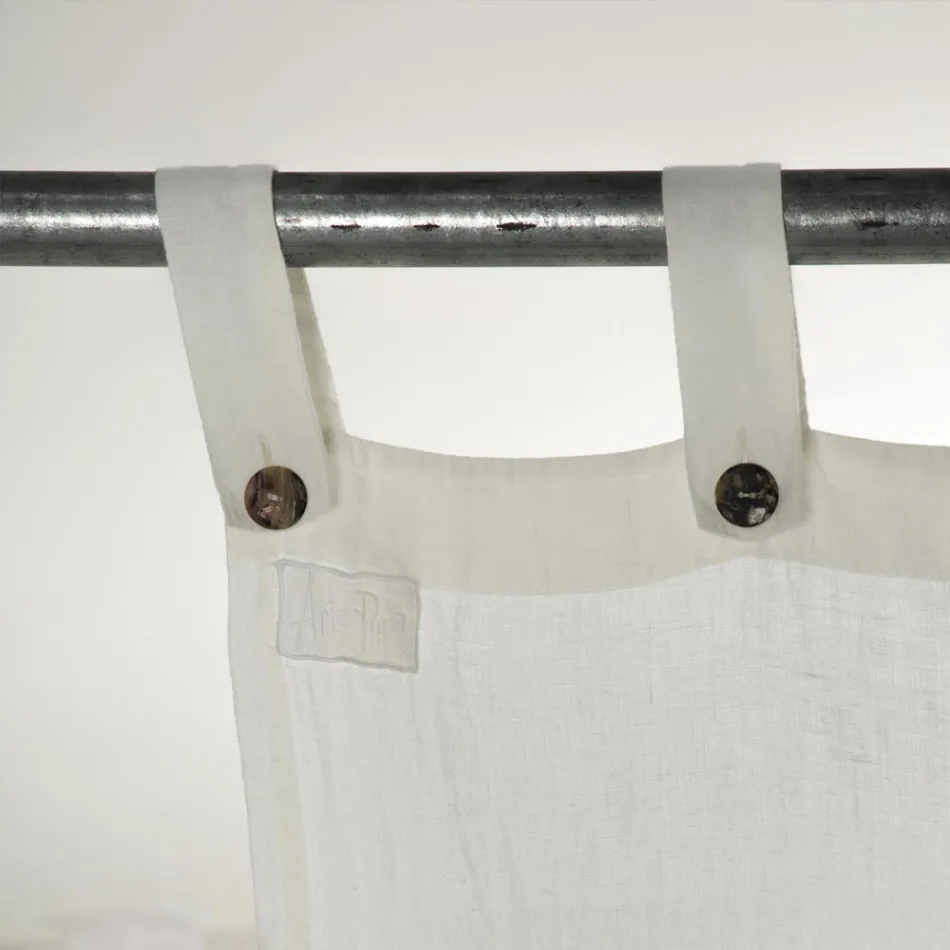 Wit lichtlinnengordijn met Italiaanse luxe designknopen - Geogeo Viadurini