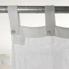 Wit en licht linnen gordijn met elegant centraal kantontwerp - Geogeo Viadurini