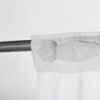 Wit linnen gordijn met organza en shabby design borduurwerk gemaakt in Italië - Marpessa Viadurini