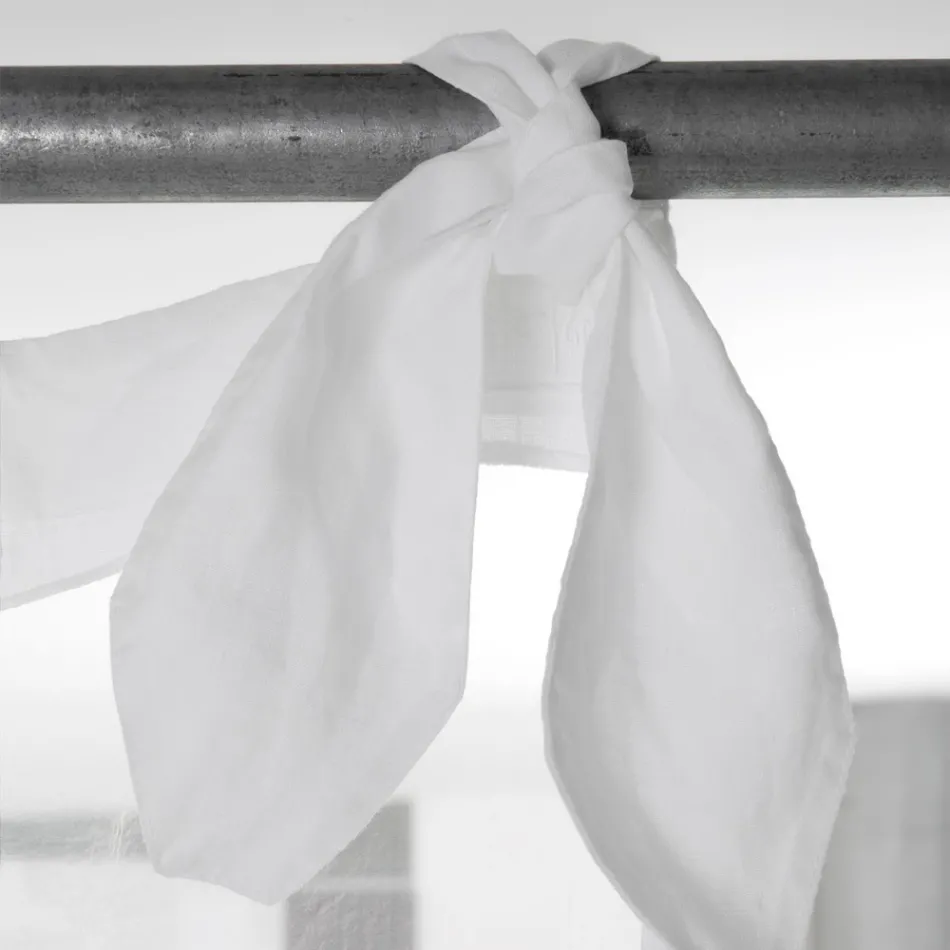 Gordijn van wit linnen en organza met elegant Italiaans designborduurwerk - Oceanomare Viadurini