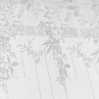 Gordijn van witte tule met stippenborduursel en luxe bloemen Made in Italy - Eucariota Viadurini