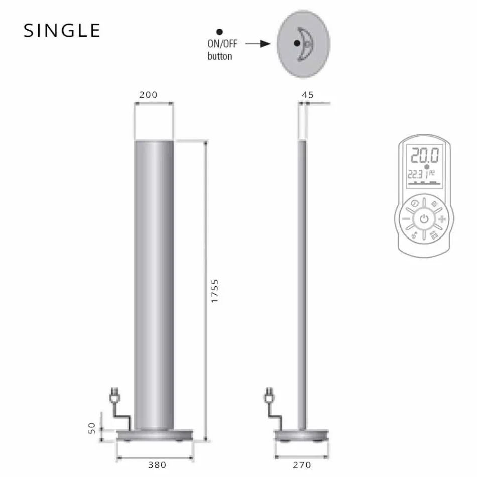 Elektrische vloerradiator met enkel of dubbel led-ontwerp van 500 W - Stilus Viadurini