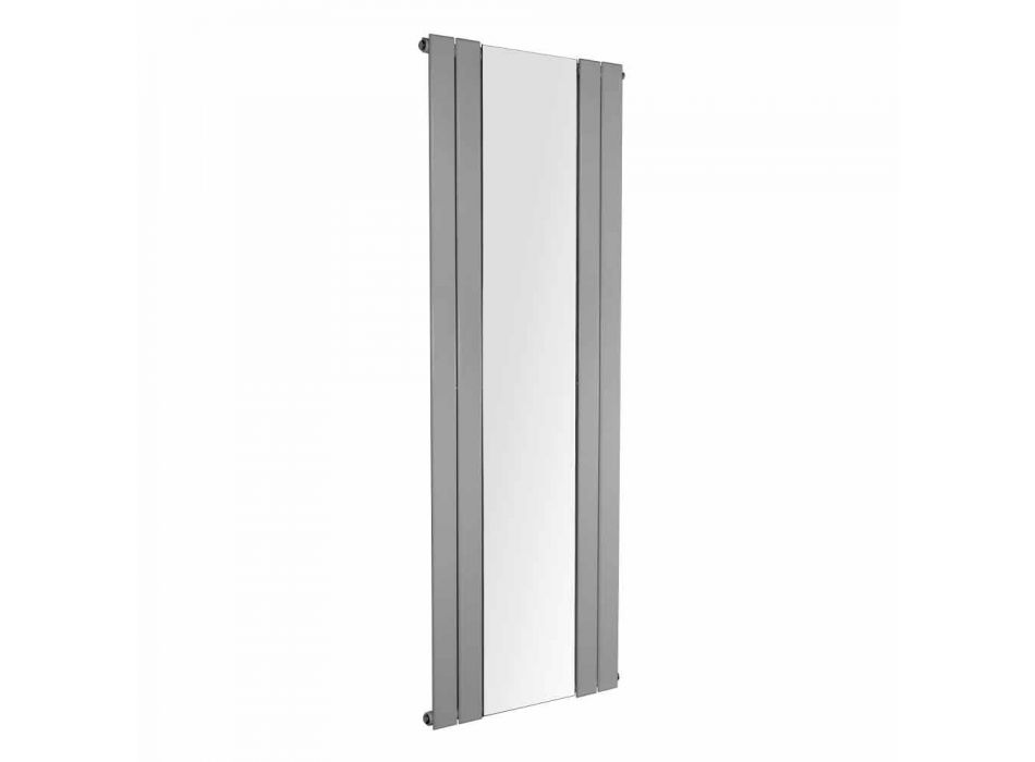 Design verticale badkamerradiator in staal met spiegel van 587 W - Picchio Viadurini