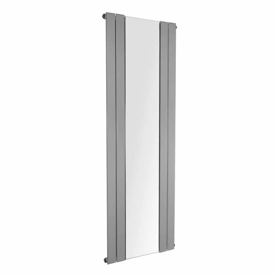 Design verticale badkamerradiator in staal met spiegel van 587 W - Picchio Viadurini