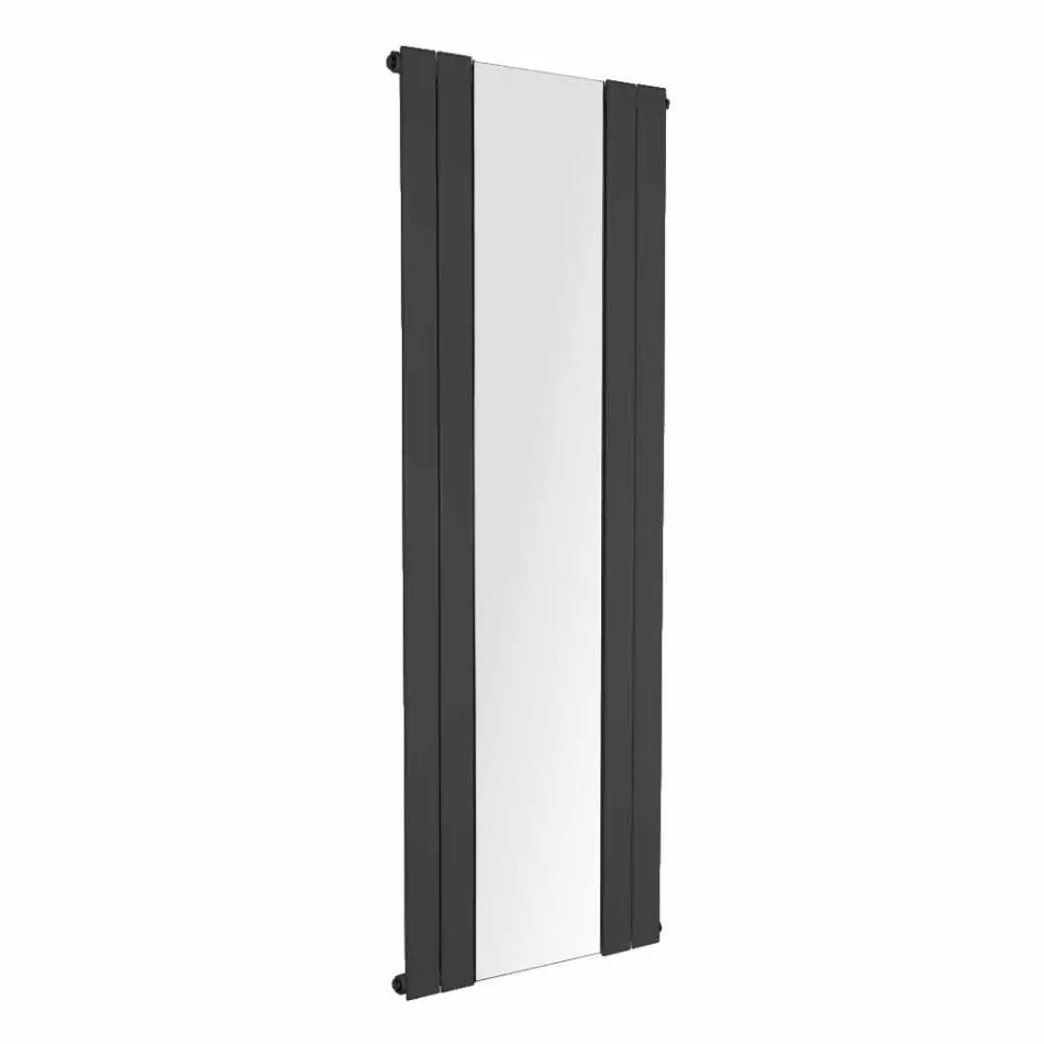 Design verticale badkamerradiator in staal met spiegel van 587 W - Picchio Viadurini