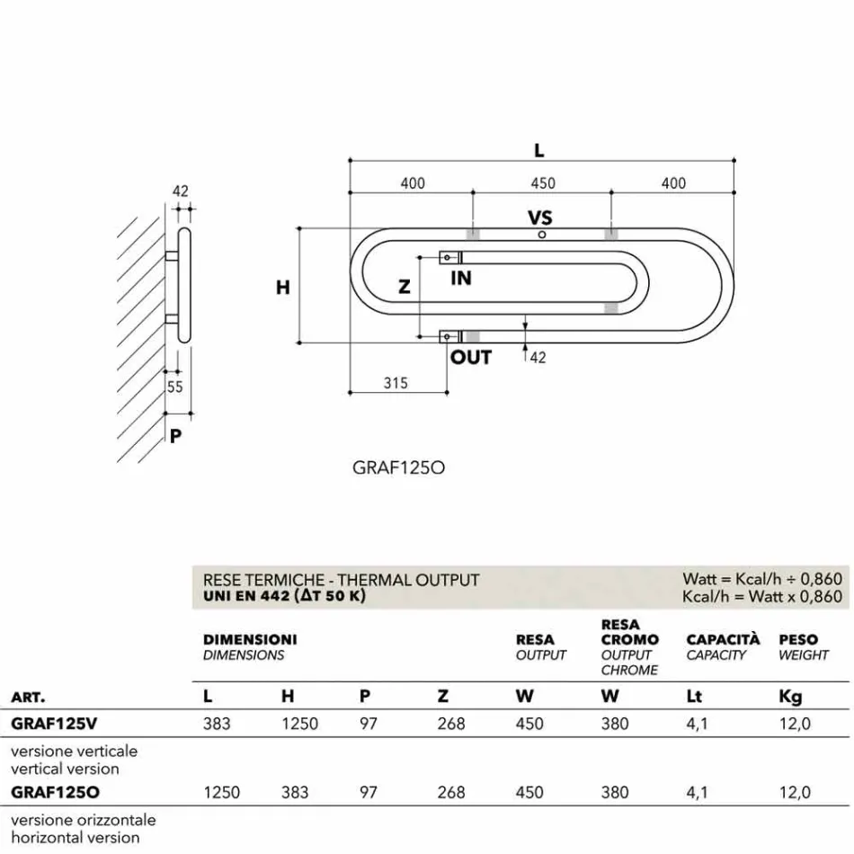 Termoarredo hydraulisch ontwerp nietjes met chromen goal van Scirocco H Viadurini