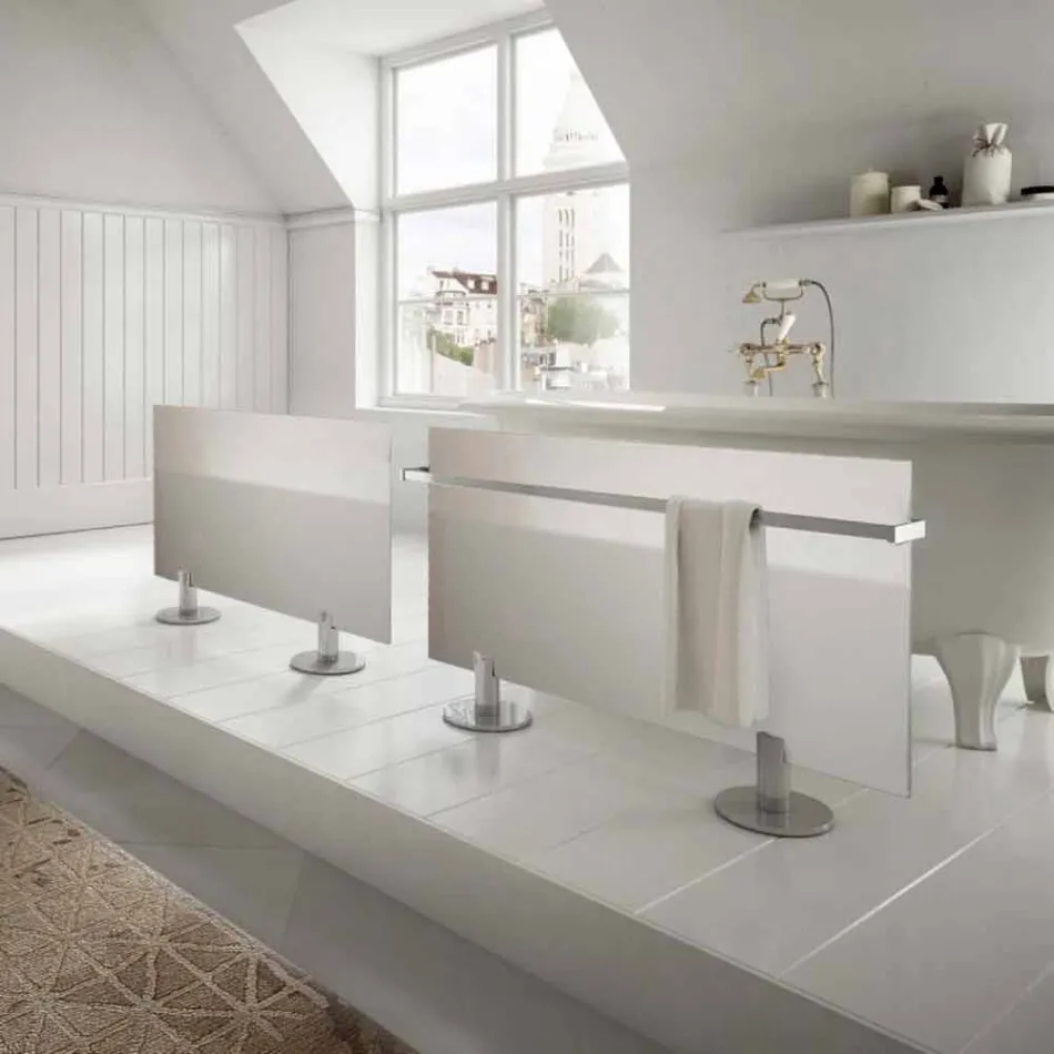 Moderne design elektrische radiator op de vloer in wit sterglas Viadurini