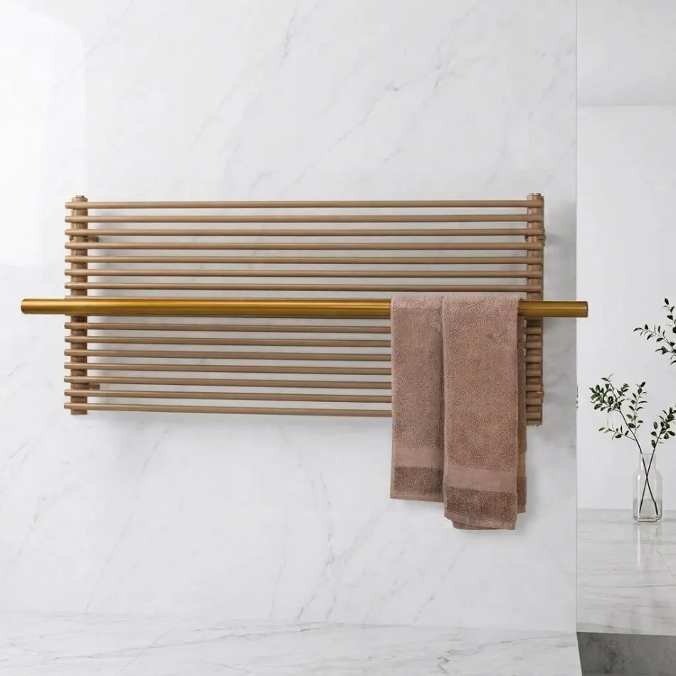 Beige elektrische radiator van koolstofstaal, gemaakt in Italië - Solaris Viadurini
