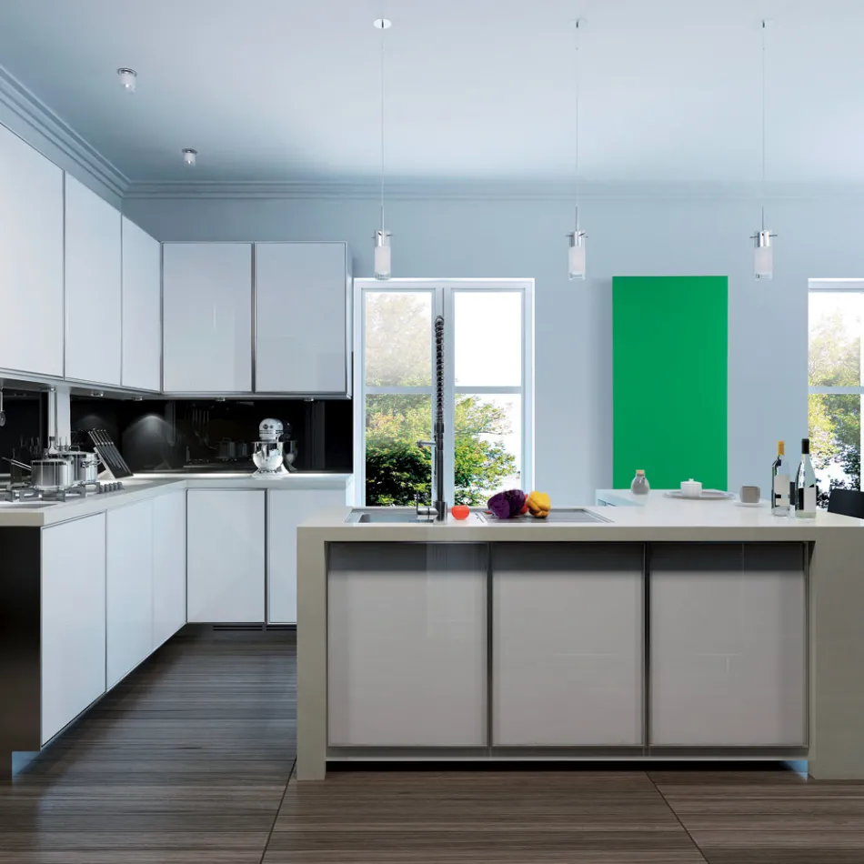 Elektrische radiator in glad Italiaans marmerpoeder 1200W - Linee Viadurini